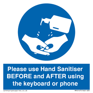 Please use Hand Sanitiser BEFORE and AFTER using the keyboard or phone